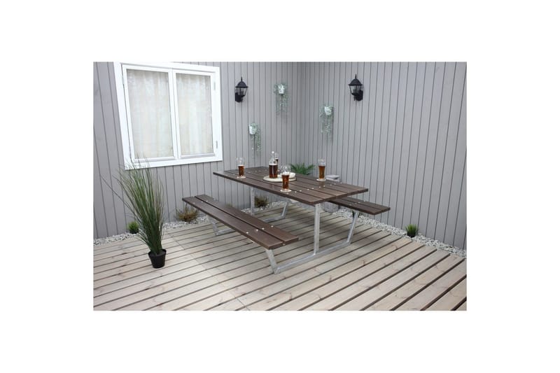 Picnicbord Rustik Metal Uden Ryglæn - Uden Ryglæn, Brun - Havemøbler - Havebord - Picnicbord