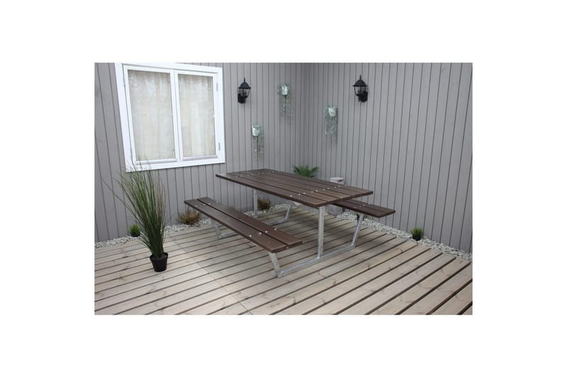 Picnicbord Rustik Metal Uden Ryglæn - Uden Ryglæn, Brun - Havemøbler - Havebord - Picnicbord