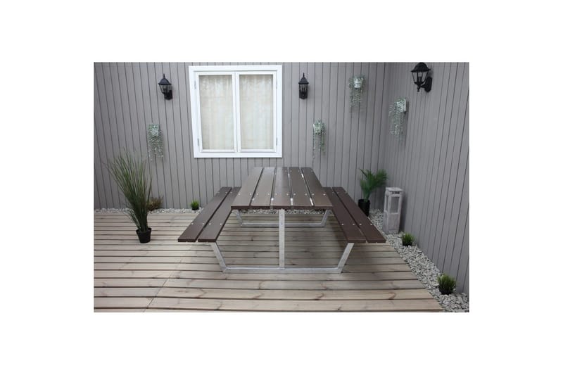 Picnicbord Rustik Metal Uden Ryglæn - Uden Ryglæn, Brun - Havemøbler - Havebord - Picnicbord