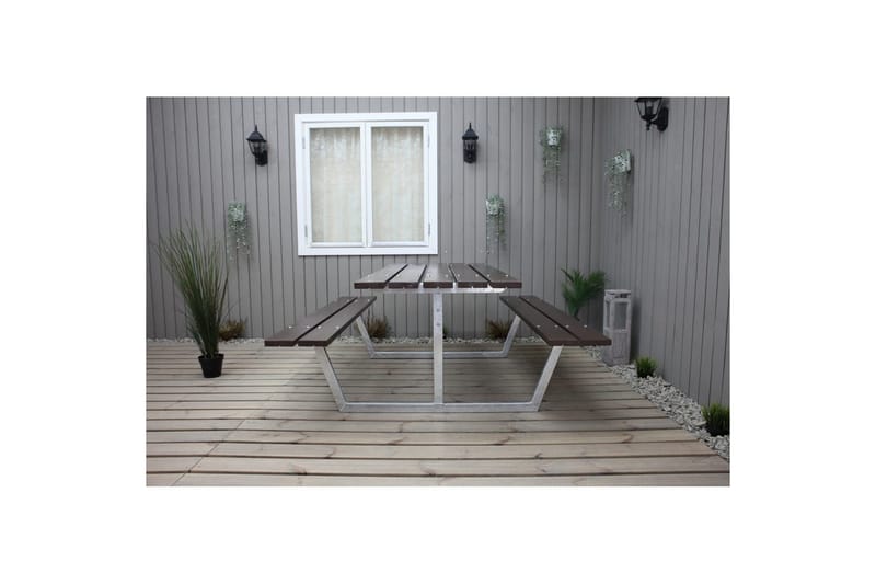 Picnicbord Rustik Metal Uden Ryglæn - Uden Ryglæn, Brun - Havemøbler - Havebord - Picnicbord