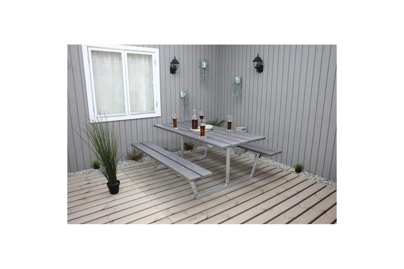 Picnicbord Rustik Metal Uden Ryglæn - Uden Ryglæn, Grå - Havemøbler - Havebord - Picnicbord