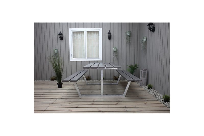 Picnicbord Rustik Metal Uden Ryglæn - Uden Ryglæn, Grå - Havemøbler - Havebord - Picnicbord