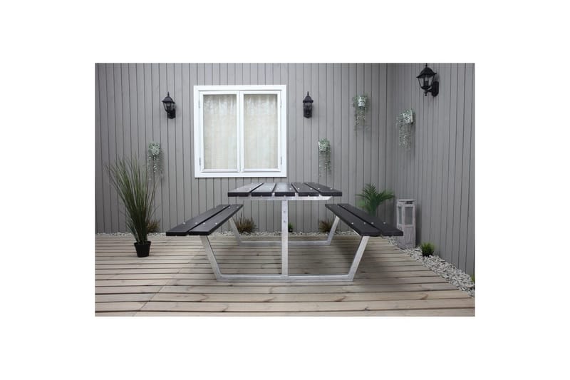 Picnicbord Rustik Metal Uden Ryglæn - Uden Ryglæn, Sort - Havemøbler - Havebord - Picnicbord