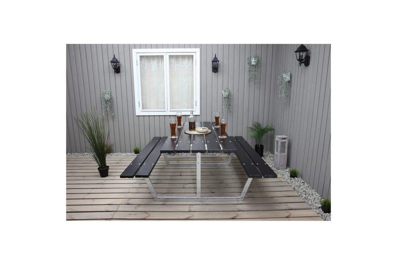 Picnicbord Rustik Metal Uden Ryglæn - Uden Ryglæn, Sort - Havemøbler - Havebord - Picnicbord