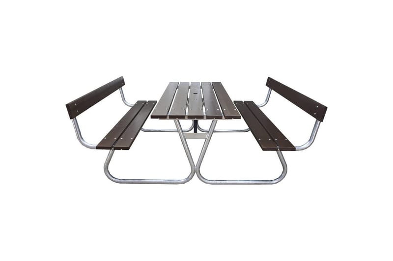 Picnicbord Stabil Metal Med Ryglæn - Med Ryglæn, Brun - Havemøbler - Havebord - Picnicbord