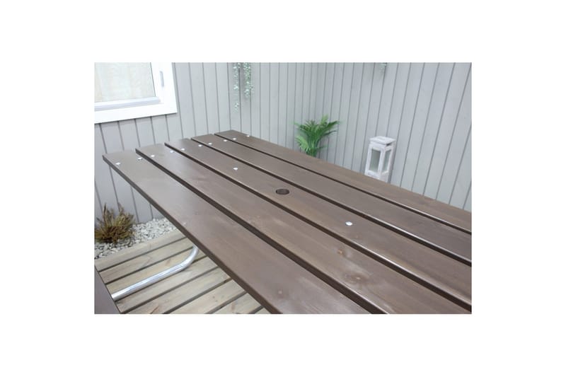 Picnicbord Stabil Metal Med Ryglæn - Med Ryglæn, Brun - Havemøbler - Havebord - Picnicbord