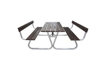 Picnicbord Stabil Metal Med Ryglæn - Med Ryglæn, Brun - Havemøbler - Balkon - Balkonmøbler - Altanstole