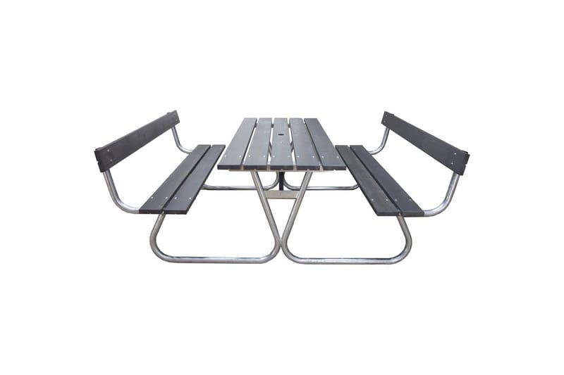 Picnicbord Stabil Metal Med Ryglæn - Med Ryglæn, Grå - Havemøbler - Balkon - Balkonmøbler - Altanstole