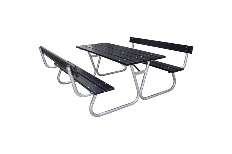 Picnicbord Stabil Metal Med Ryglæn - Med Ryglæn, Sort - Havemøbler - Havebord - Picnicbord