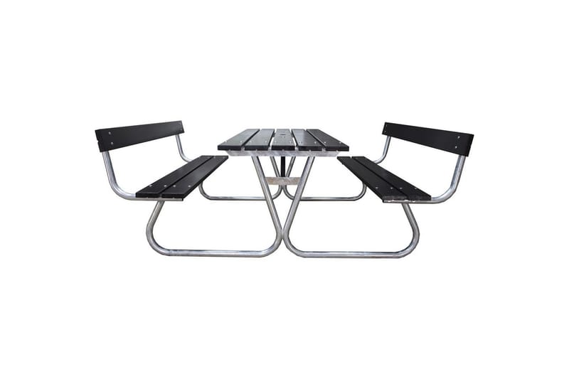 Picnicbord Stabil Metal Med Ryglæn - Med Ryglæn, Sort - Havemøbler - Havebord - Picnicbord
