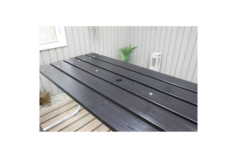 Picnicbord Stabil Metal Med Ryglæn - Med Ryglæn, Sort - Havemøbler - Havebord - Picnicbord