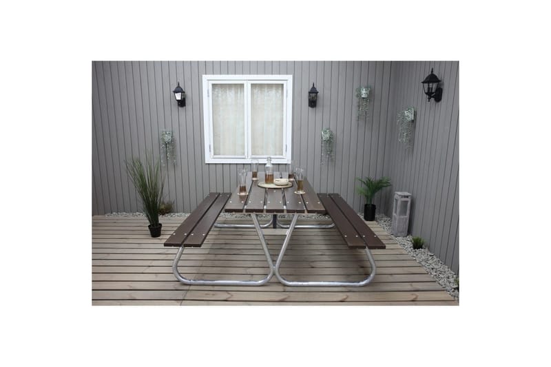 Picnicbord Stabil Metal Uden Ryglæn - Uden Ryglæn, Brun - Havemøbler - Havebord - Picnicbord