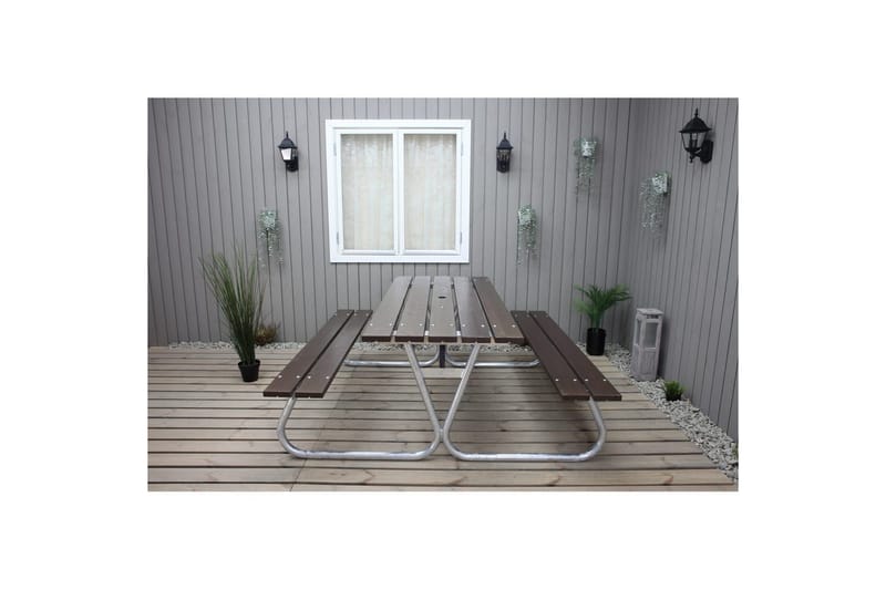Picnicbord Stabil Metal Uden Ryglæn - Uden Ryglæn, Brun - Havemøbler - Havebord - Picnicbord