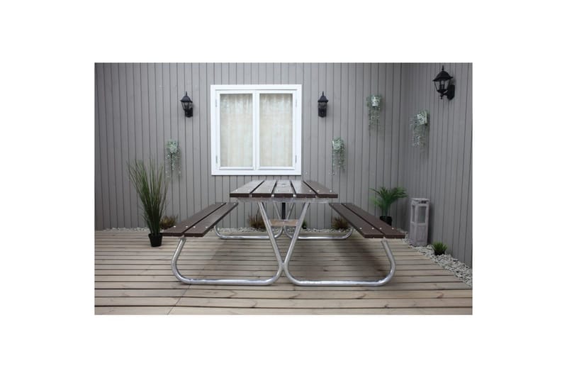 Picnicbord Stabil Metal Uden Ryglæn - Uden Ryglæn, Brun - Havemøbler - Havebord - Picnicbord