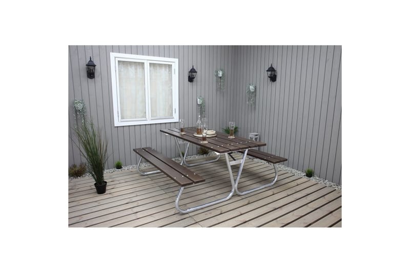 Picnicbord Stabil Metal Uden Ryglæn - Uden Ryglæn, Brun - Havemøbler - Havebord - Picnicbord