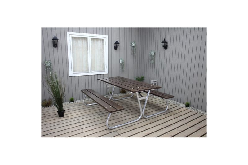 Picnicbord Stabil Metal Uden Ryglæn - Uden Ryglæn, Brun - Havemøbler - Havebord - Picnicbord