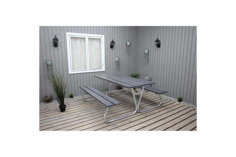 Picnicbord Stabil Metal Uden Ryglæn - Uden Ryglæn, Grå - Havemøbler - Havebord - Picnicbord