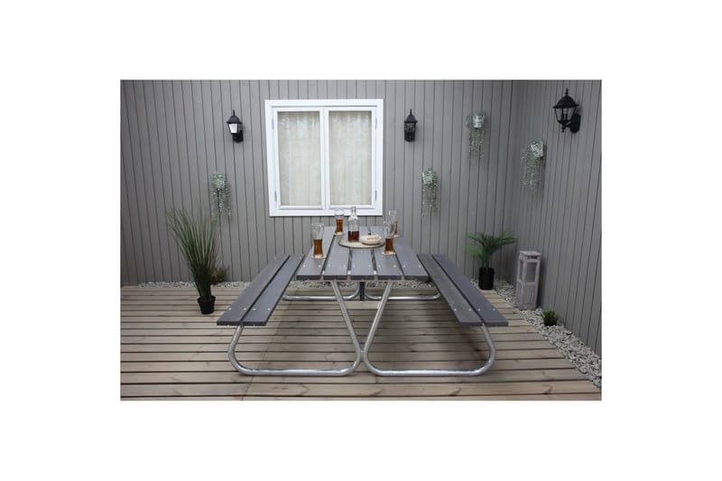 Picnicbord Stabil Metal Uden Ryglæn - Uden Ryglæn, Grå - Havemøbler - Havebord - Picnicbord