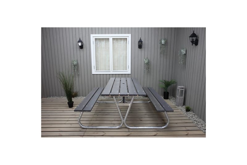 Picnicbord Stabil Metal Uden Ryglæn - Uden Ryglæn, Grå - Havemøbler - Havebord - Picnicbord