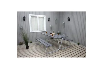 Picnicbord Stabil Metal Uden Ryglæn - Uden Ryglæn, Grå - Havemøbler - Havebord - Picnicbord
