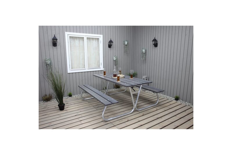 Picnicbord Stabil Metal Uden Ryglæn - Uden Ryglæn, Grå - Havemøbler - Havebord - Picnicbord