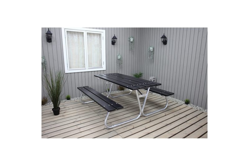 Picnicbord Stabil Metal Uden Ryglæn - Uden Ryglæn, Sort - Havemøbler - Havebord - Picnicbord