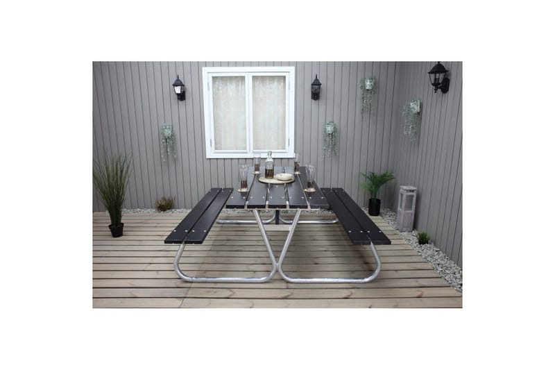 Picnicbord Stabil Metal Uden Ryglæn - Uden Ryglæn, Sort - Havemøbler - Havebord - Picnicbord