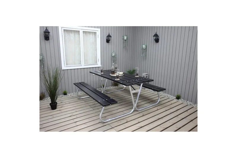 Picnicbord Stabil Metal Uden Ryglæn, Uden Ryglæn, Sort