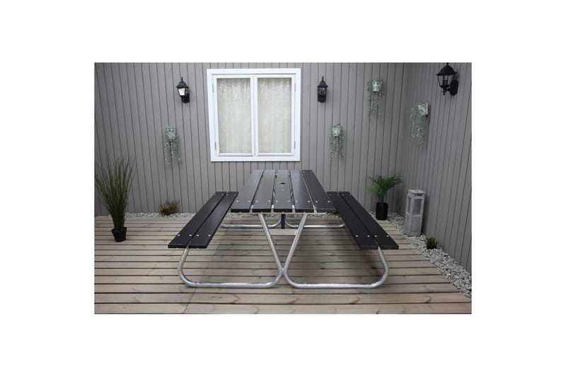 Picnicbord Stabil Metal Uden Ryglæn - Uden Ryglæn, Sort - Havemøbler - Havebord - Picnicbord
