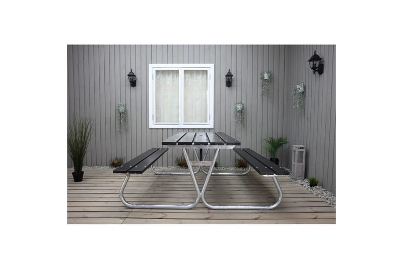 Picnicbord Stabil Metal Uden Ryglæn - Uden Ryglæn, Sort - Havemøbler - Havebord - Picnicbord