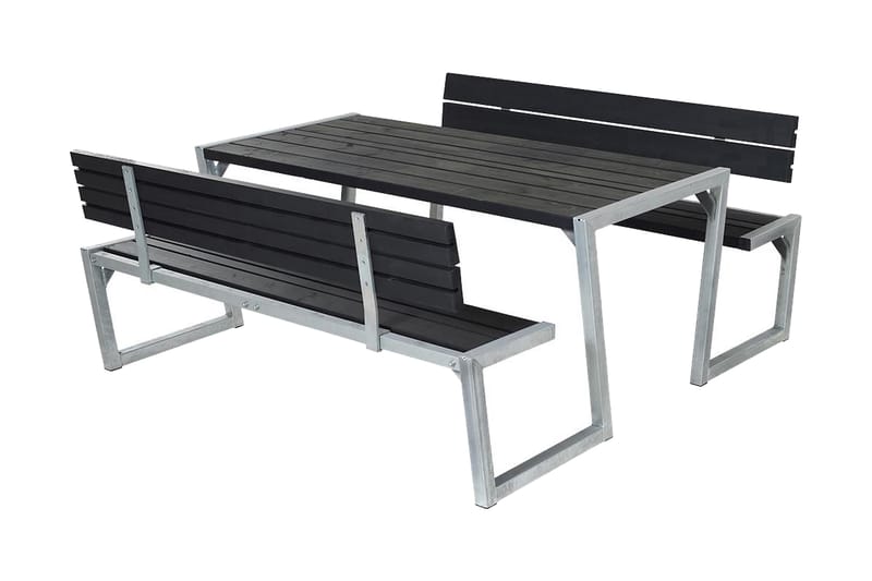 Zigma Picnicbord med Bænk 2 Ryglæn - Sort - Havemøbler - Havebord - Picnicbord