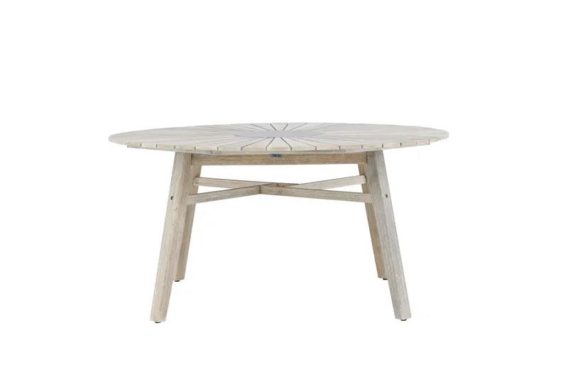 Rives rundt spisebord 150 cm udendørs - Hvidkalket - Havemøbler - Havebord - Spisebord & havebord