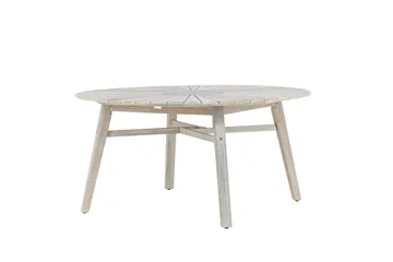 Rives rundt spisebord 150 cm udendørs - Hvidkalket - Havemøbler - Havebord - Spisebord & havebord