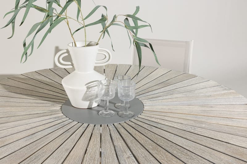 Rives rundt spisebord 150 cm udendørs - Hvidkalket - Havemøbler - Havebord - Spisebord & havebord