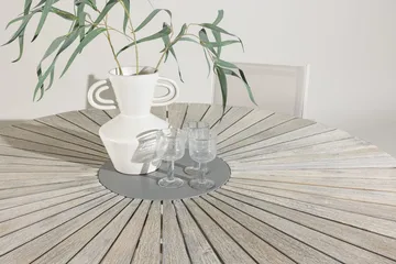 Rives rundt spisebord 150 cm udendørs - Hvidkalket - Havemøbler - Havebord - Spisebord & havebord