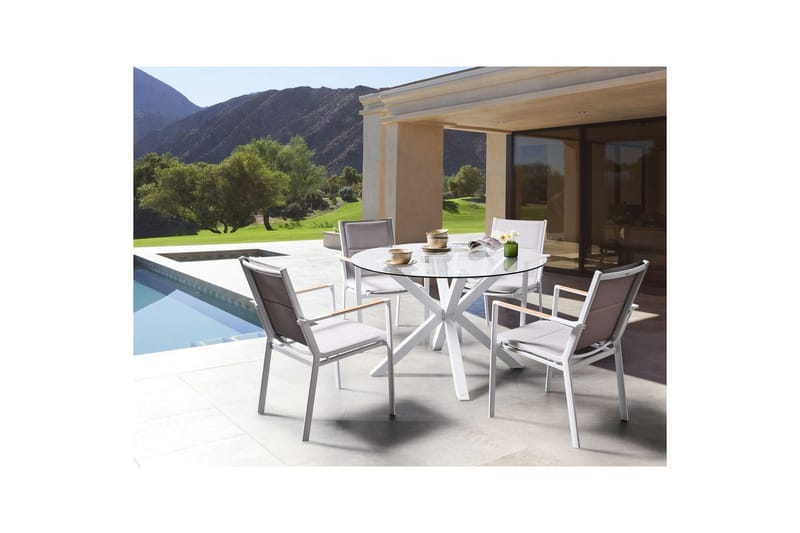 Rundt bord Maletto - Hvid, gennemsigtig - Havemøbler - Havebord - Spisebord & havebord