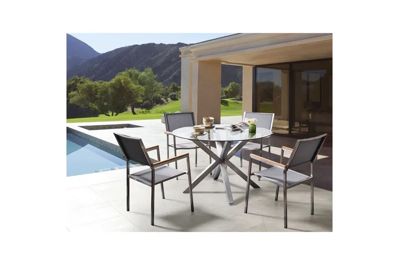 Rundt bord Maletto - Sølv, Transparent - Havemøbler - Havebord - Spisebord & havebord