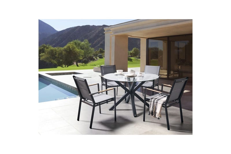 Rundt bord Maletto - Sort, gennemsigtig - Havemøbler - Havebord - Spisebord & havebord