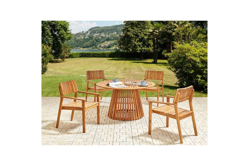 Runt bord Beliani Agello Light wood - Havemøbler - Havebord - Spisebord & havebord