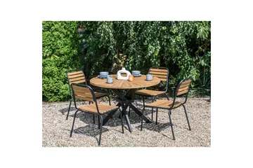 Runt bord Beliani Cissone Light wood||Black - Havemøbler - Havebord - Spisebord & havebord