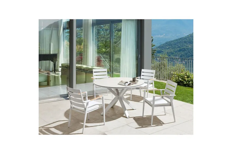 Runt bord Beliani Maletto Vit/Beige/Grå White||Beige||Grey - Havemøbler - Havebord - Spisebord & havebord