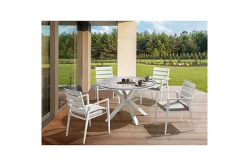 Runt bord Beliani Maletto Vit/Beige/Grå White||Grey - Havemøbler - Havebord - Spisebord & havebord