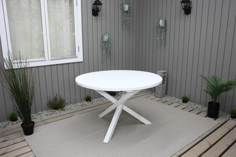 Scottsdale Havebord Rund Hvid Ø 112 cm - Hvid - Havemøbler - Havebord - Spisebord & havebord