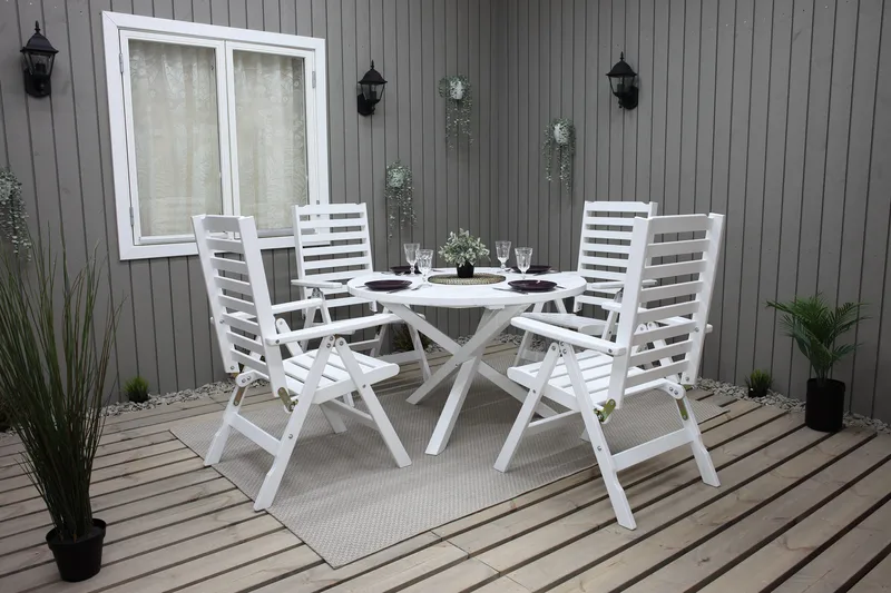 Scottsdale Havebord Rund Hvid Ø 112 cm - Hvid - Havemøbler - Havebord - Spisebord & havebord