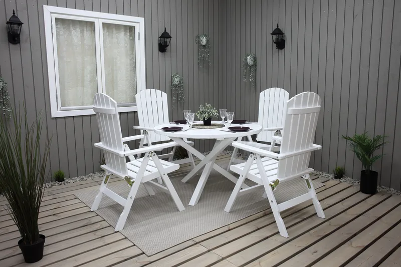 Scottsdale Havebord Rund Hvid Ø 112 cm - Hvid - Havemøbler - Havebord - Spisebord & havebord