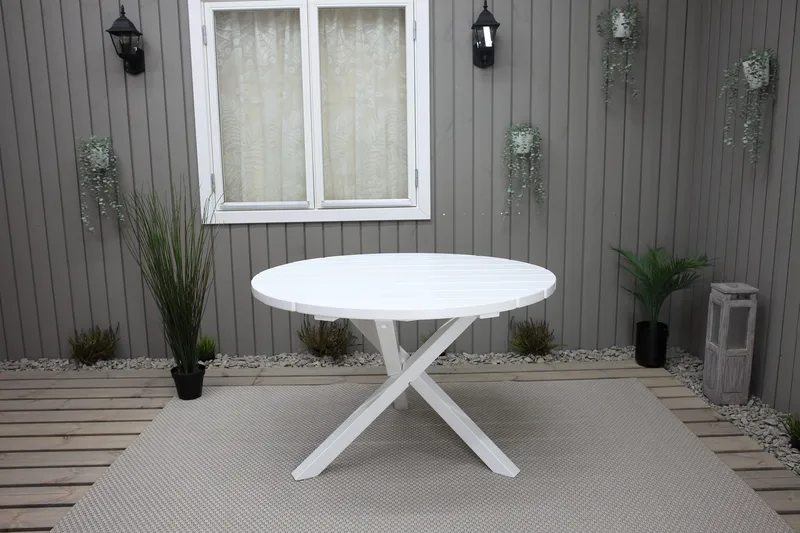 Scottsdale Havebord Rund Hvid Ø 112 cm - Hvid - Havemøbler - Havebord - Spisebord & havebord