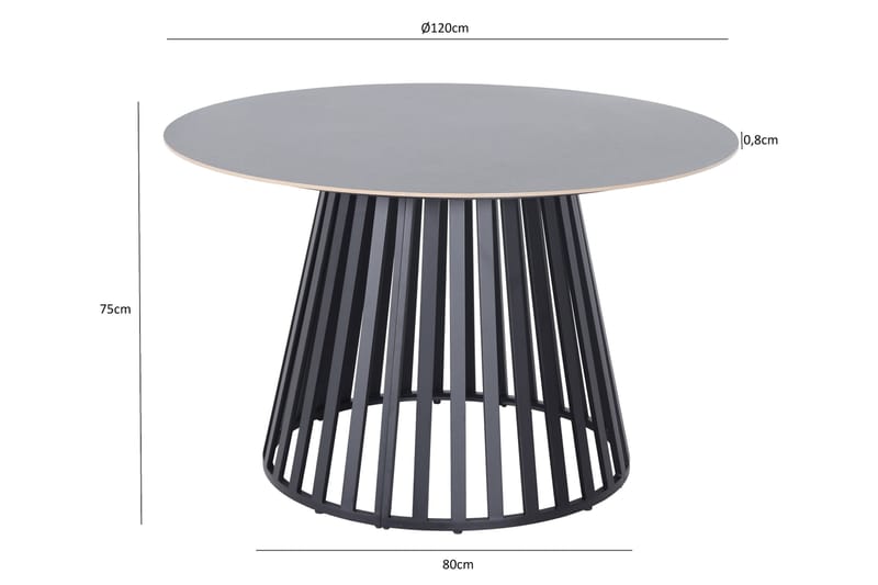 Sensi Spisebord Udendørs 120 cm - Sort - Havemøbler - Havebord - Spisebord & havebord