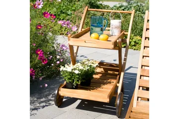 Serveringsevogn FINLAY 84x57xH84cm træ: Akacia - Havemøbler - Havebord - Barbord udendørs