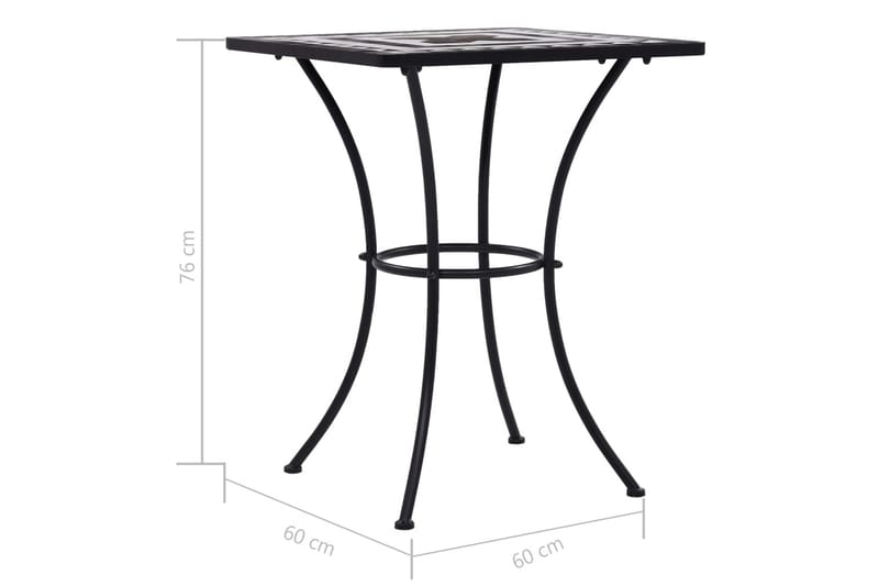 Bistrobord Med Mosaikdesign 60 Cm Keramisk Sort Og Hvid - Sort - Havemøbler - Havebord - Sidebord