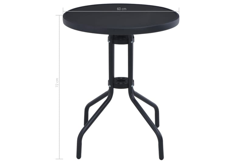 Havebord 60 cm Stål Og Glas Sort - Sort - Havemøbler - Havebord - Sidebord